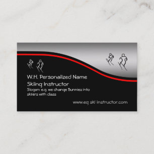 Ski Instructor with stylized skiers logo Business Card