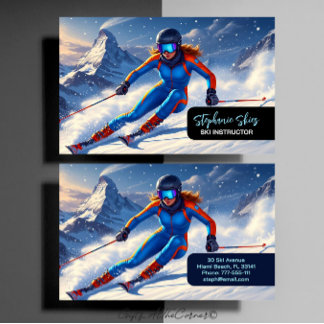 Ski Instructor Woman Alpine Business Card