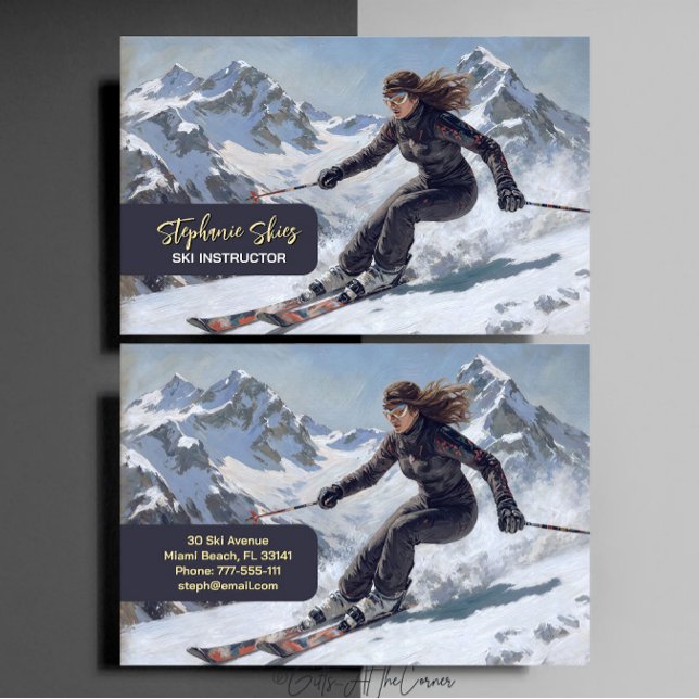 Ski Instructor Woman Alpine Business Card (Creator Uploaded)