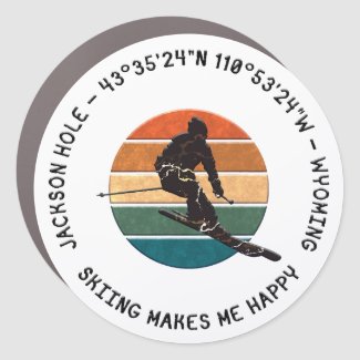 Ski Jackson Hole, Wyoming - Man Skier, Black Text