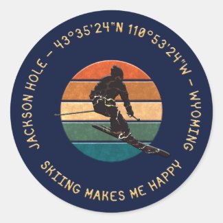 Ski Jackson Hole, Wyoming - Man Skier, Golden Text