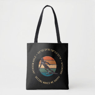 Ski Jackson Hole, Wyoming - Woman Skier On Black Tote Bag