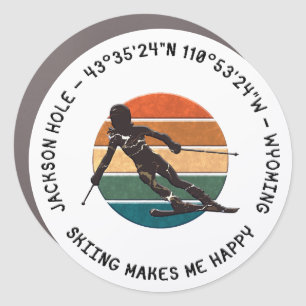 Ski Jackson Hole, Wyoming - Woman Skier Silhouette Car Magnet