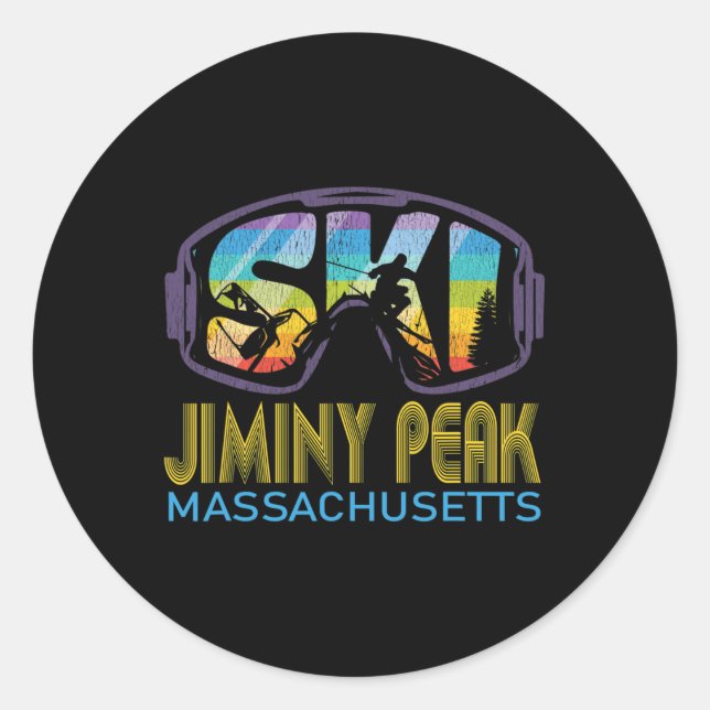 Ski Jiminy Peak Machusetts Skiing Vacation  Classic Round Sticker (Front)