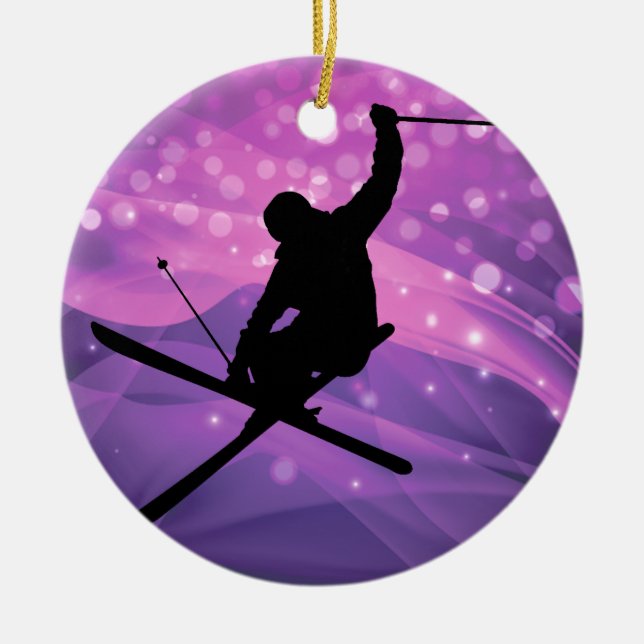 Ski Jump Ceramic Ornament (Front)