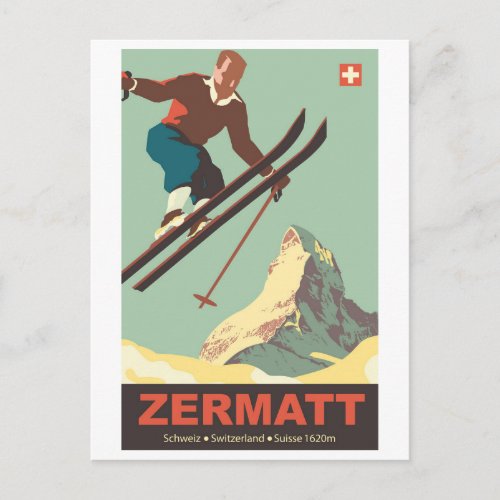 Ski Jump on Zermatt Switzerland Postcard