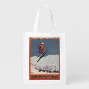 Ski Jump - PLM Olympic Promo Poster Reusable Grocery Bag