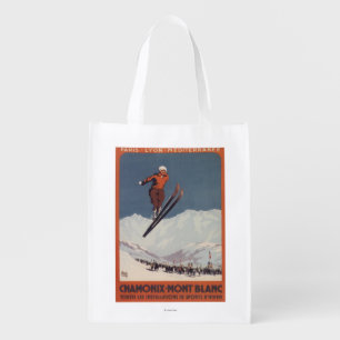 Ski Jump - PLM Olympic Promo Poster Reusable Grocery Bag