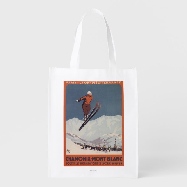 Ski Jump - PLM Olympic Promo Poster Reusable Grocery Bag (Front)
