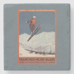 Ski Jump - PLM Olympic Promo Poster Stone Coaster