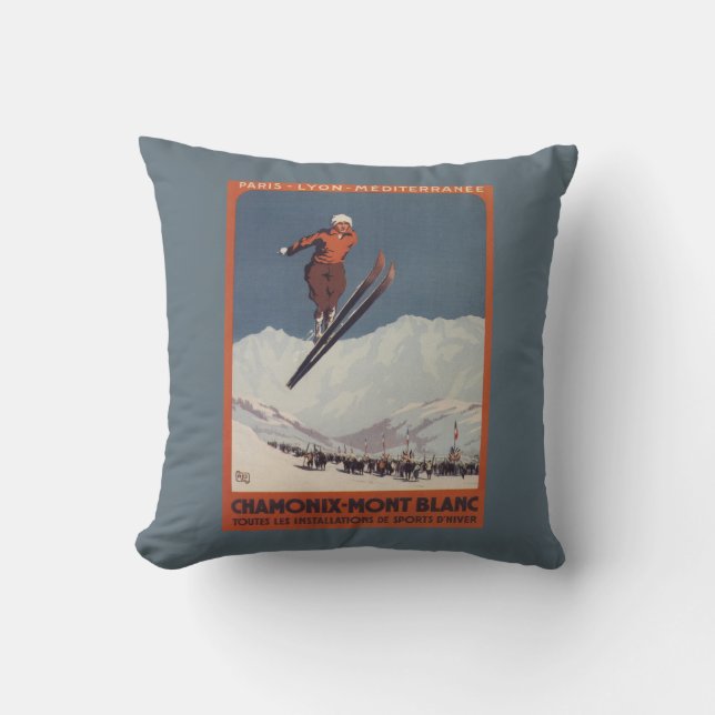 Ski Jump - PLM Olympic Promo Poster Throw Pillow (Front)