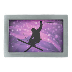 Ski Jump Rectangular Belt Buckle