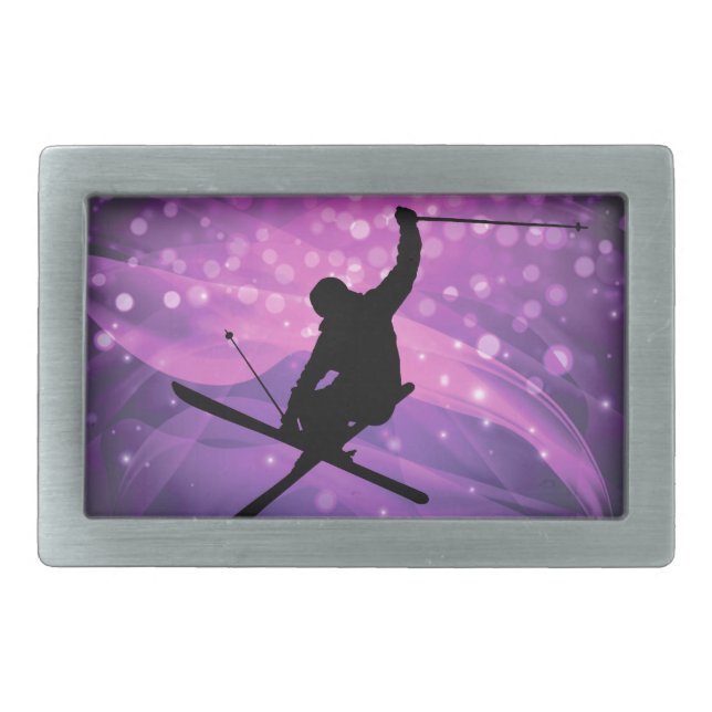 Ski Jump Rectangular Belt Buckle (Front)