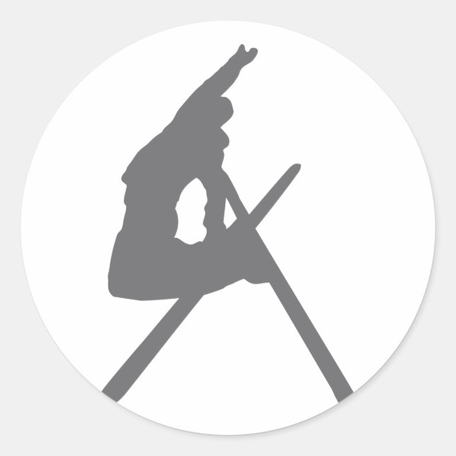 ski jump skier jumper classic round sticker (Front)