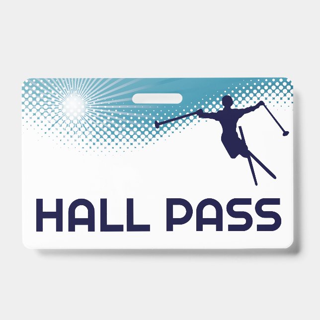 Ski Jump Teacher Hall Pass  Badge (Front)