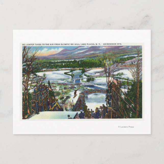 Ski Jumper Takes off from the Olympic Ski Hill Postcard (Front)