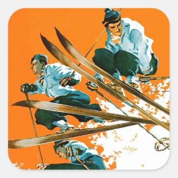 Ski Jumpers By Ski Weld Square Sticker by PostSports at Zazzle