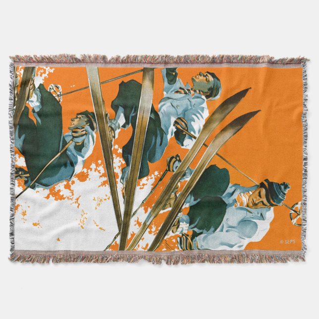 Ski Jumpers by Ski Weld Throw Blanket (Front)