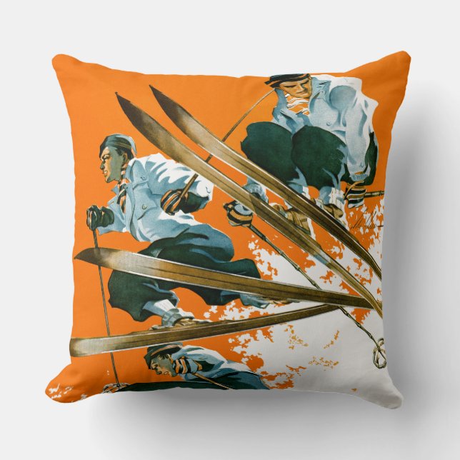 Ski Jumpers by Ski Weld Throw Pillow (Front)