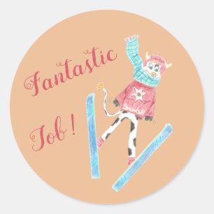 Ski jumping cow , fantastic job - Reward Stickers