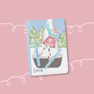 Ski Jumping Cow Kid Passport Cover with Name