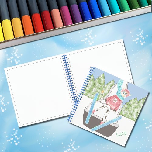 Ski jumping cow  Kid personalized sketchbook Notebook