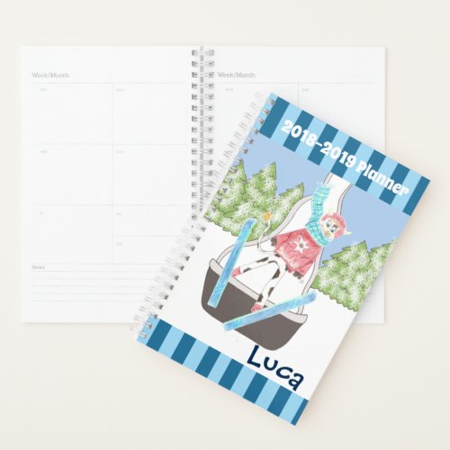 Ski jumping cow kid school planner