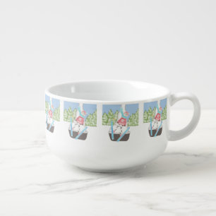 Ski jumping cow kid soup bowl