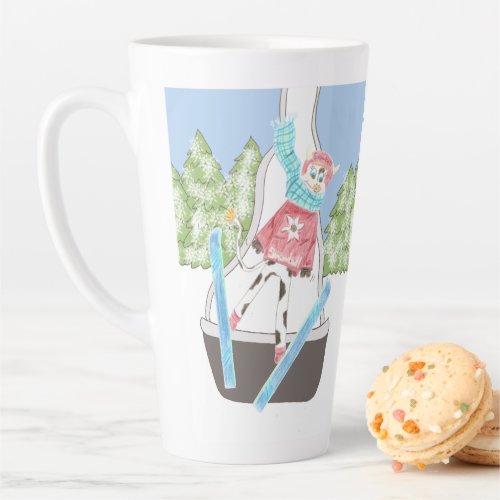 Ski Jumping Cow with Quote Latte Mug
