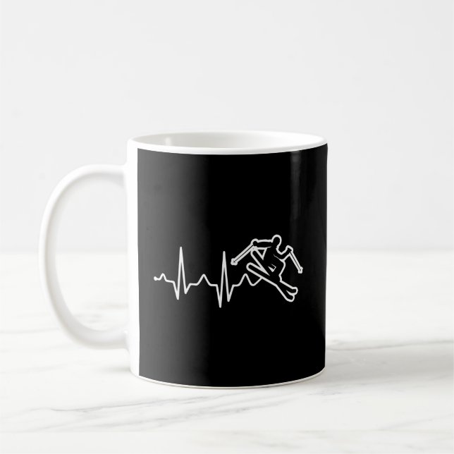 Ski Jumping Funny Heartbeat Hoodie Ski Skiing Spor Coffee Mug (Left)