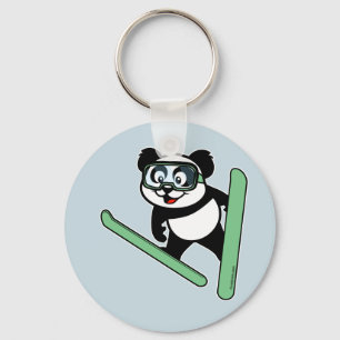 Ski-jumping Panda Keychain