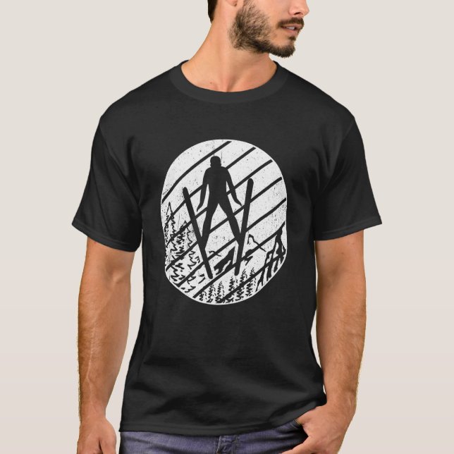 Ski jumping retro ski flying winter sports ski jum T-Shirt (Front)