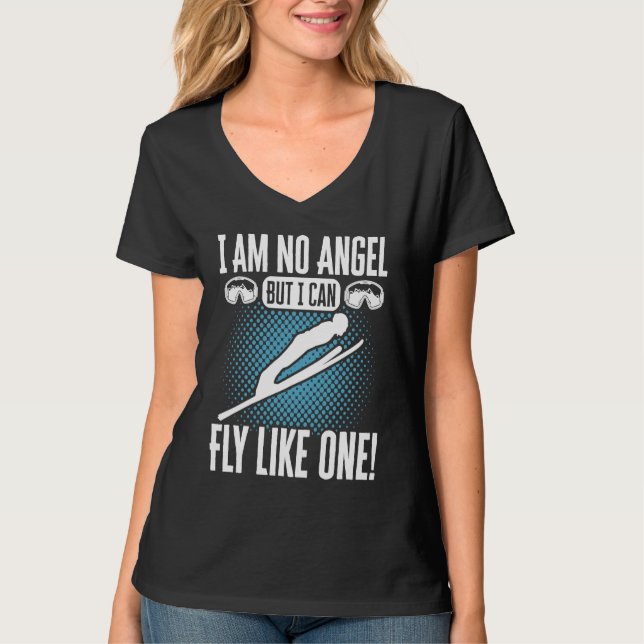 Ski Jumping Rise Shine It's Powder Time Ski Jumper T-Shirt (Front)