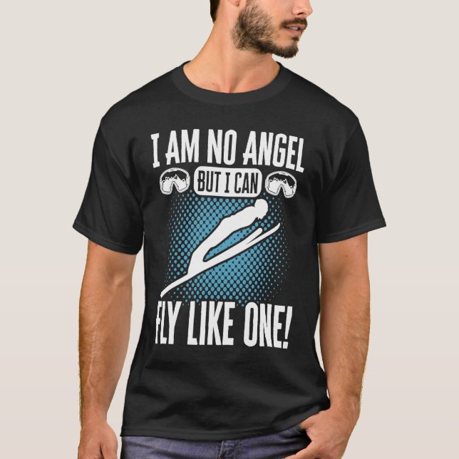 Ski Jumping Rise Shine It's Powder Time Ski Jumper T-Shirt (Front)