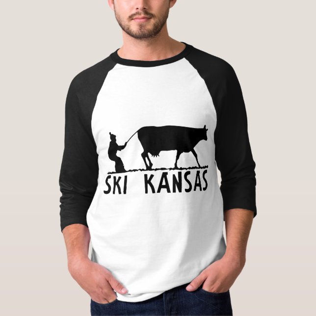 Ski Kansas - Black T-Shirt (Front)