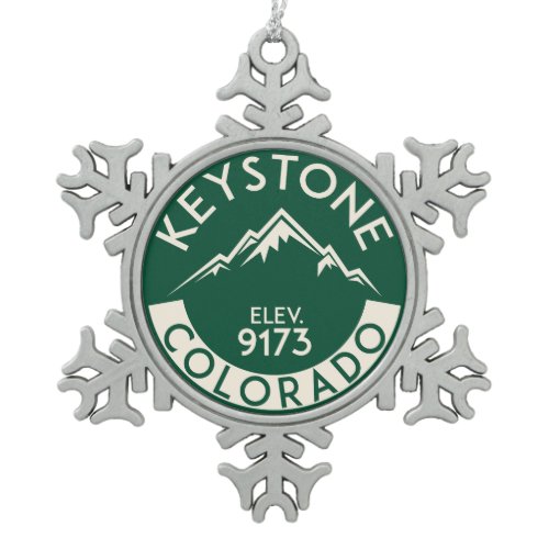 Ski Keystone Colorado Skiing Snowboarding Snowflake Pewter Christmas Ornament