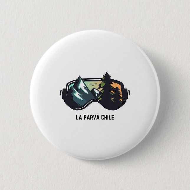 Ski La Parva Chile Mountain Skiing T Men And Women Button (Front)