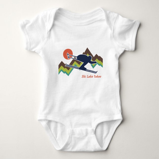 Ski Lake Tahoe Baby Bodysuit (Front)