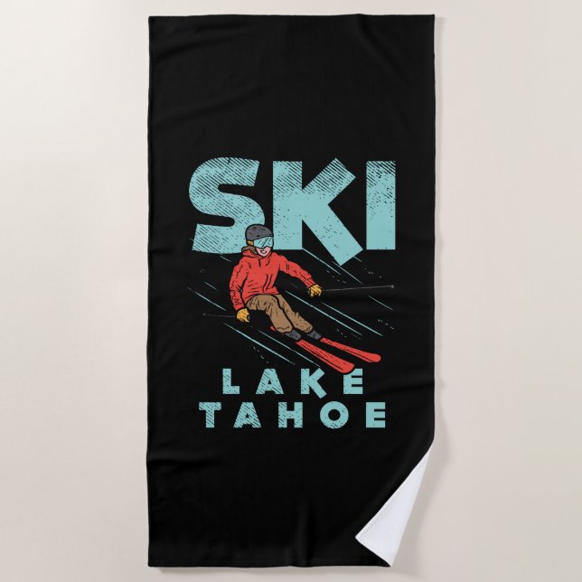 Ski Lake Tahoe  Beach Towel (Front)