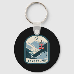 Ski Lake Tahoe Retro Vintage Style Lake Tahoe Skii Keychain