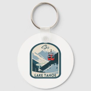 Ski Lake Tahoe Retro Vintage Style Lake Tahoe Skii Keychain