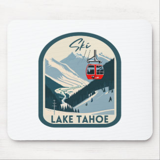 Ski Lake Tahoe Retro Vintage Style Lake Tahoe Skii Mouse Pad