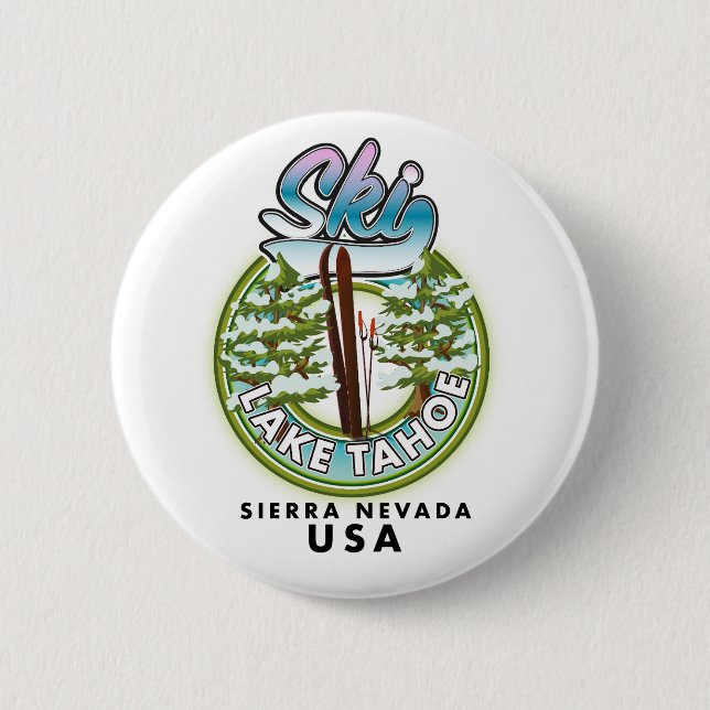 Ski Lake Tahoe Sierra Nevada USA Button (Front)