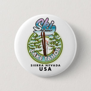 Ski Lake Tahoe Sierra Nevada USA Button