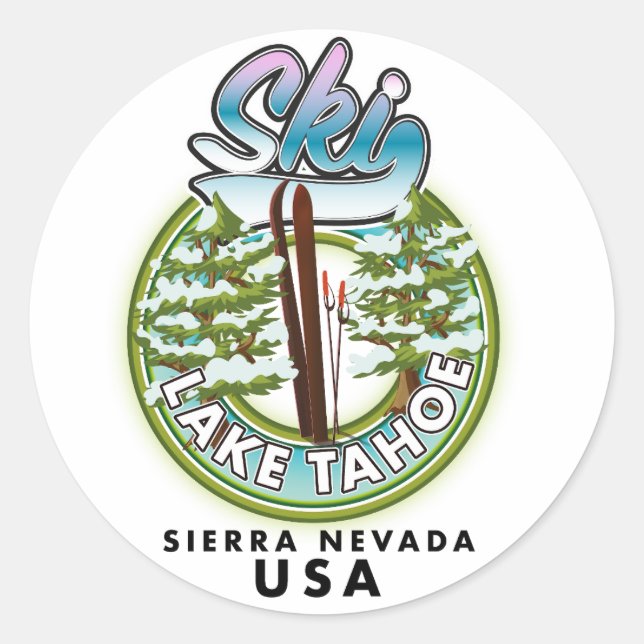 Ski Lake Tahoe Sierra Nevada USA Classic Round Sticker (Front)