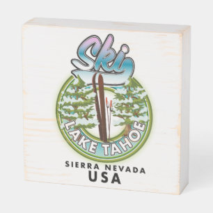 Ski Lake Tahoe Sierra Nevada USA Wooden Box Sign