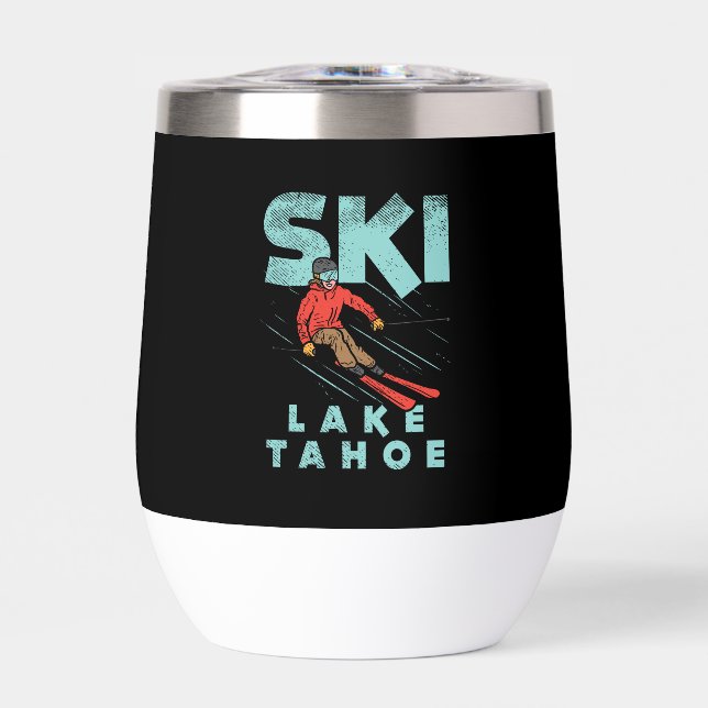 Ski Lake Tahoe  Thermal Wine Tumbler (Front)