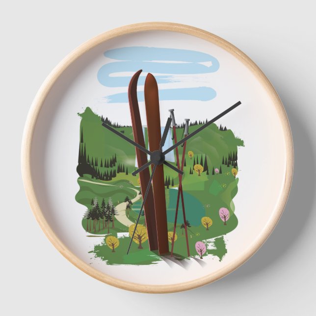 Ski landscape clock (Front)