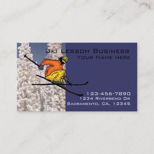 Ski lesson customizable business cards