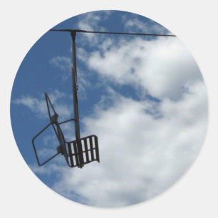 Ski Lift and Sky Classic Round Sticker